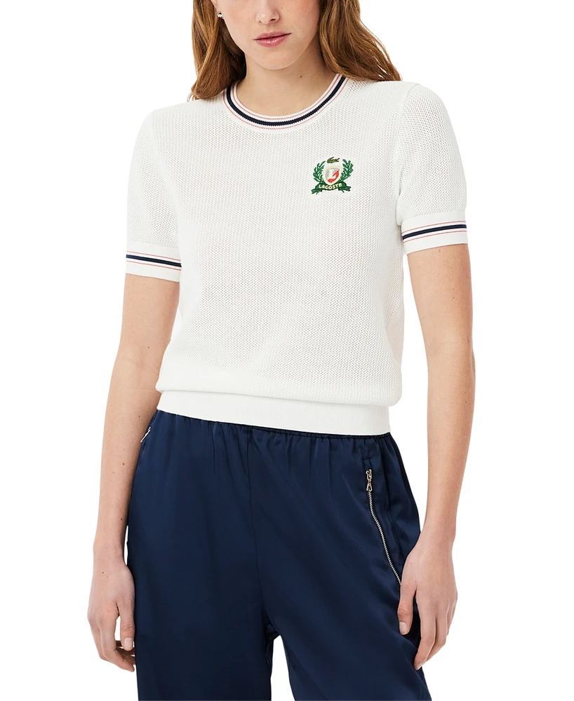 Lacoste Usa Women's Cotton Contrast-Trim Logo Tee
