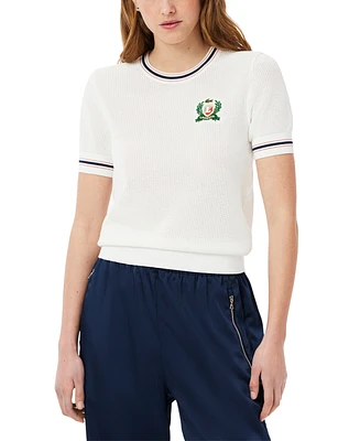 Lacoste Usa Women's Cotton Contrast-Trim Logo Tee