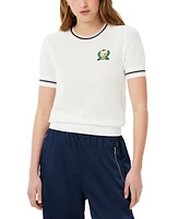 Lacoste Usa Women's Cotton Contrast-Trim Logo Tee