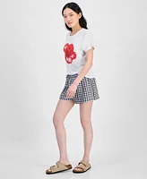 Planet Heart Juniors' Gingham Boxer Shorts