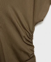 Mango Women's Draped Details Lyocell-Blend Dress