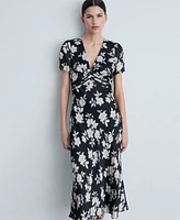 Mango Women's Floral-Print Flared Dress