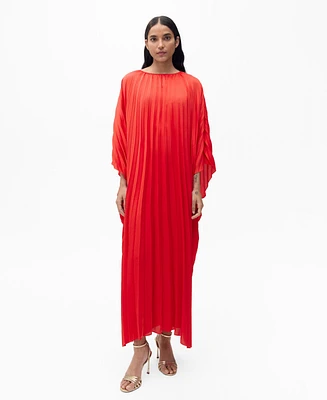 Mango Women's Pleated 3-Quarter Sleeve Dress