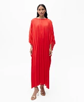 Mango Women's Pleated 3-Quarter Sleeve Dress