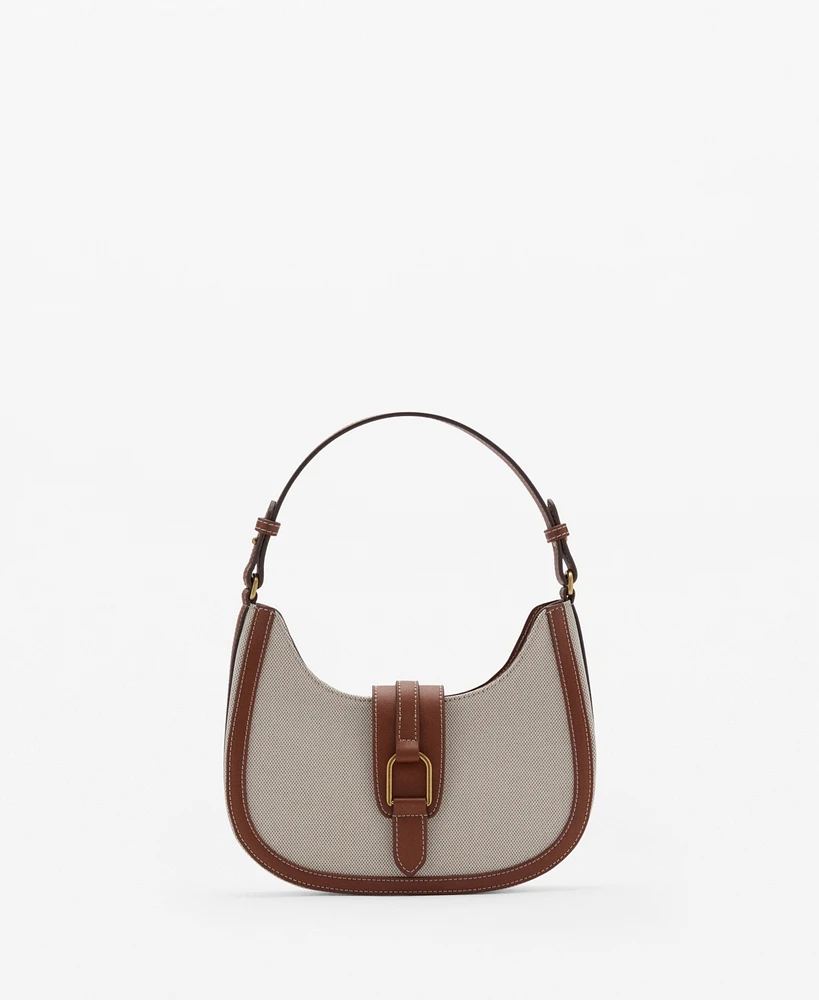 Mango Women's Contrasting Cotton Canvas Bag