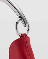 Mango Women's Metal Handle Leather Shoulder Bag