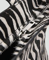 Mango Women's Zebra-Print Leather Bag