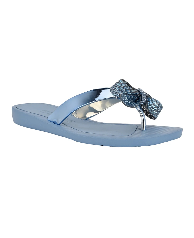 Guess Women's Tata Eva Sparkle Bow Flip Flop Sandals