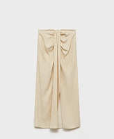 Mango Women's Linen-Blend Draped Midi Skirt