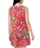 Msk Women's Three-Ring Keyhole-Neck Paisley Jersey Dress