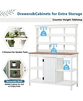 Large Outdoor Potting Bench Table: Farmhouse Garden Workstation