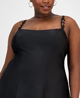 City Studios Trendy Plus Satin Chain-Strap Dress