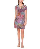 Msk Women's Three-Ring Keyhole-Neck Printed Jersey Dress