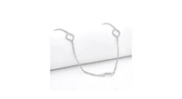 White Rhodium Open Cz Clover Station Long Necklace