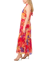 Msk Women's Floral Halter Flounce-Hem Maxi Dress