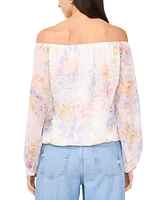 Vince Camuto Women's Printed Off-the-Shoulder Tied-Hem Top