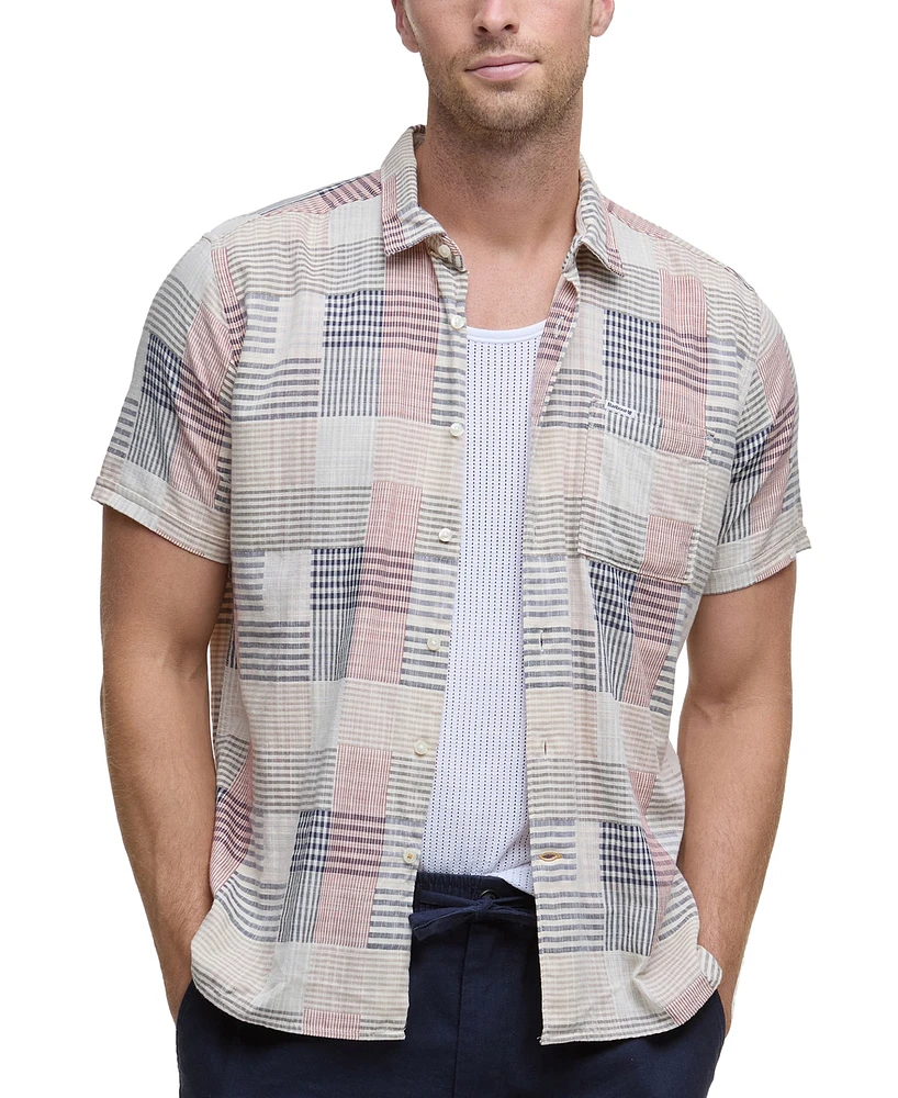 Barbour Men's OakShore Short Sleeve Patchwork Button-Front Shirt