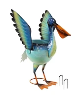 Pierre the Pelican 20.75-Inch Iron Garden Statue with Built-In Planter - Includes 2 Ground Stakes