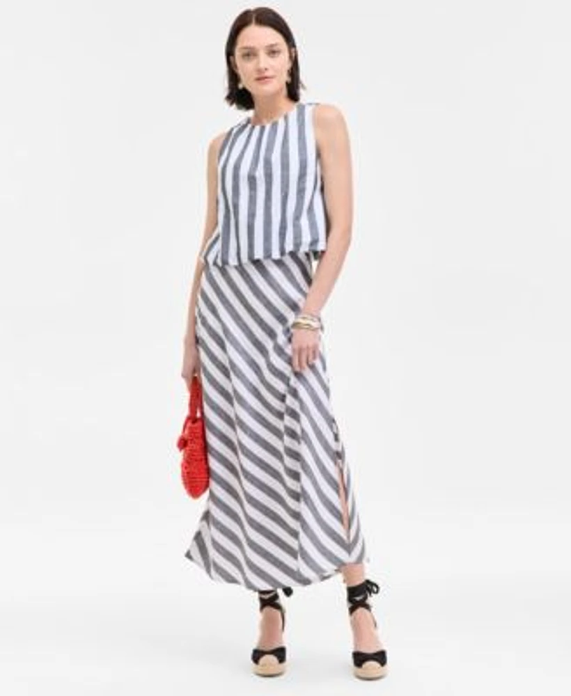 On 34th Womens Cropped Bubble Hem Tank Striped Maxi Skirt Melindaa Espadrille Wedge Sandals Exclusively At Macys