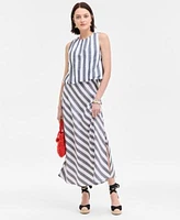 On 34th Womens Cropped Bubble Hem Tank Striped Maxi Skirt Melindaa Espadrille Wedge Sandals Exclusively At Macys