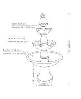 57" H Welcome 3-Tier Outdoor Water Fountain - Large Traditional Water Feature with Pineapple Topper - Deep Espresso