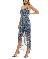 As U Wish Juniors' Molded-Cup Wrap High-Low Fit & Flare Dress