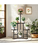 Unho 42.7" Height Corner Plant Stand with 5 Round Shelves Indoor Plant Rack Metal Frame