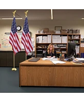 Yescom 8Ft Indoor Flag Pole Kit Eagle Topper Aluminum Gold Pole with Base 3x5Ft Us Flag for Office School City Hall 2Pcs
