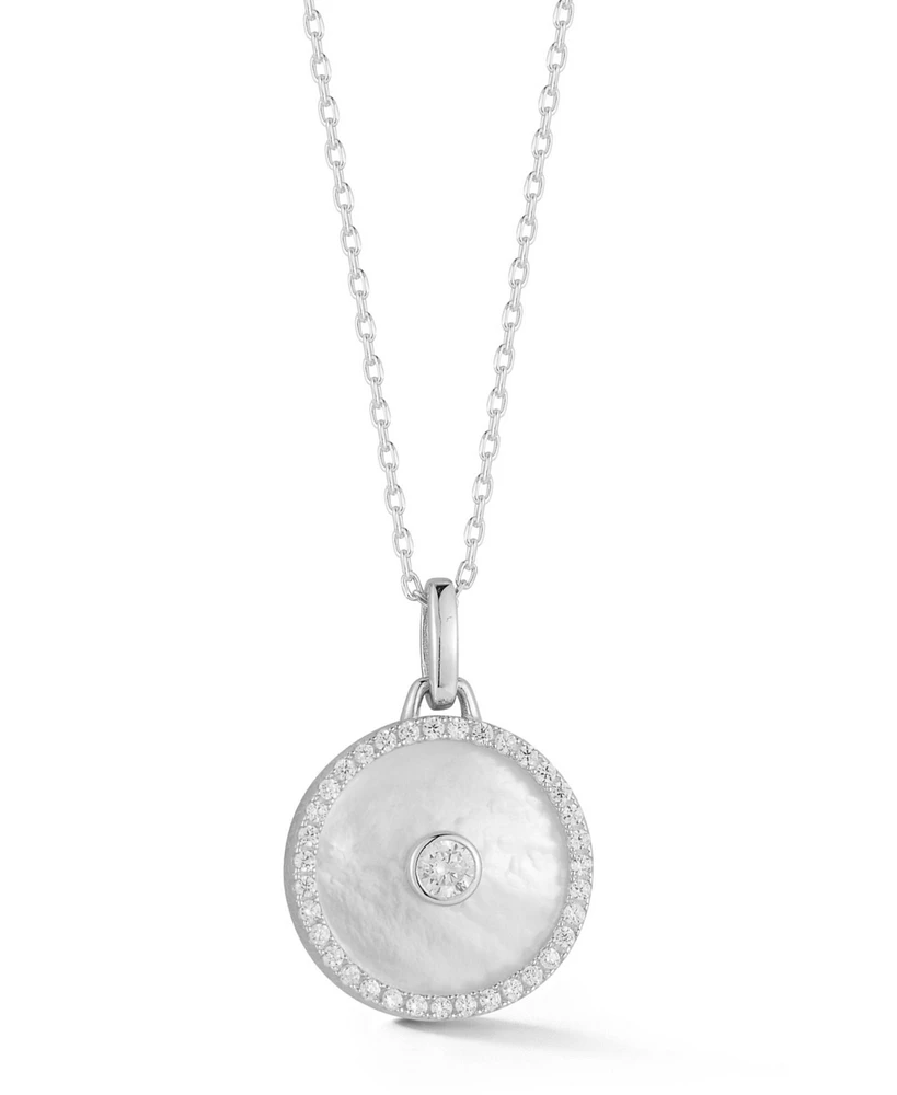 Rachel Zoe Sterling Silver Mother of Pearl Medallion Necklace