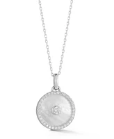 Rachel Zoe Sterling Silver Mother of Pearl Medallion Necklace