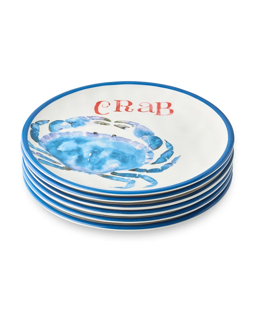 Certified International Beach House Crab Melamine 6-Pc. Salad Plates, Service For 6