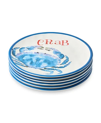 Certified International Beach House Crab Melamine 6-Pc. Salad Plates, Service For 6