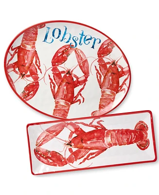 Certified International Beach House Lobster Melamine Platters, Set of 2