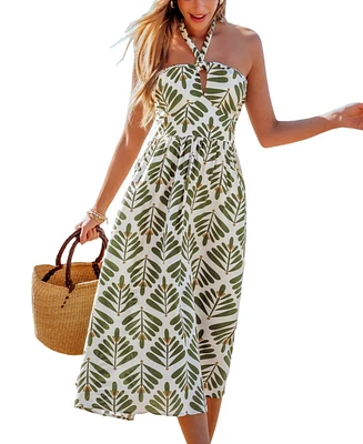 Cupshe Women's Forest Glow Tropical Maxi Beach Dress