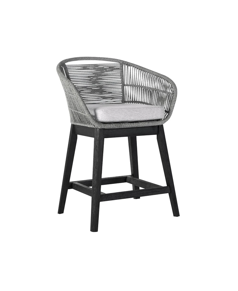 Solid Wood Bar Height Chair with Footrest – Low Back Outdoor Seating for Relaxation