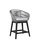 Solid Wood Bar Height Chair with Footrest – Low Back Outdoor Seating for Relaxation