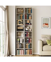 Tall Narrow Bookshelf 8 Tiers 71in Set of 2