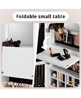 Jewelry Armoire Cabinet Organizer with Photo Frame and Foldable Shelf