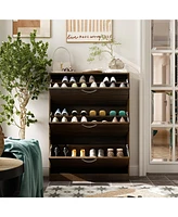 Homsee White Wooden Shoe Storage Cabinet,Fashion Shoes Cabinet with 3-Drawers