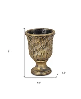 Textural Tone-On-Tone Cement Round Urn Planter – Elegant Pot for Outdoor & Indoor Spaces
