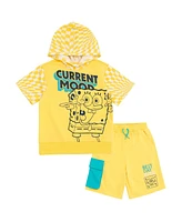 SpongeBob SquarePants Boys French Terry Pullover Hoodie and Shorts Outfit Set