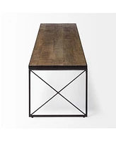 Mango Wood Top and Iron Base Accent Bench – Rectangular Design for Entryway & Living Room