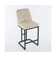 Set of 2 Modern Upholstered Bar Stools with Tufted Backrest and Sturdy Metal Frame for Kitchen Island, Home Bar, Dining Room-The Pop