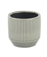 6" Gray Striped Ceramic Indoor Outdoor Round Pot Planter