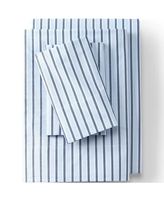 Lands' End 300 Thread Count Cotton Percale Yarn-Dyed Bed Sheet Set