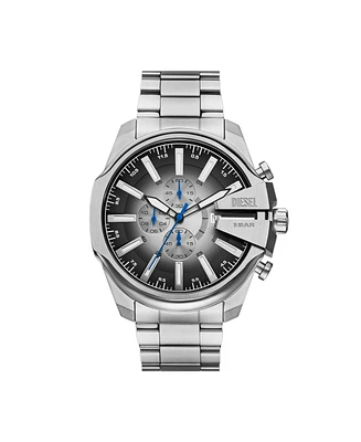 Diesel Men's Mega Chief Slim Quartz Chronograph Silver Stainless Steel Watch, 48mm