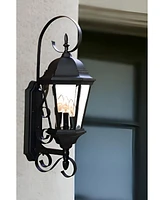 Three Light Dark Brown Swing Arm Lantern Wall