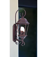 Three Light Dark Brown Swing Arm Lantern Wall Light