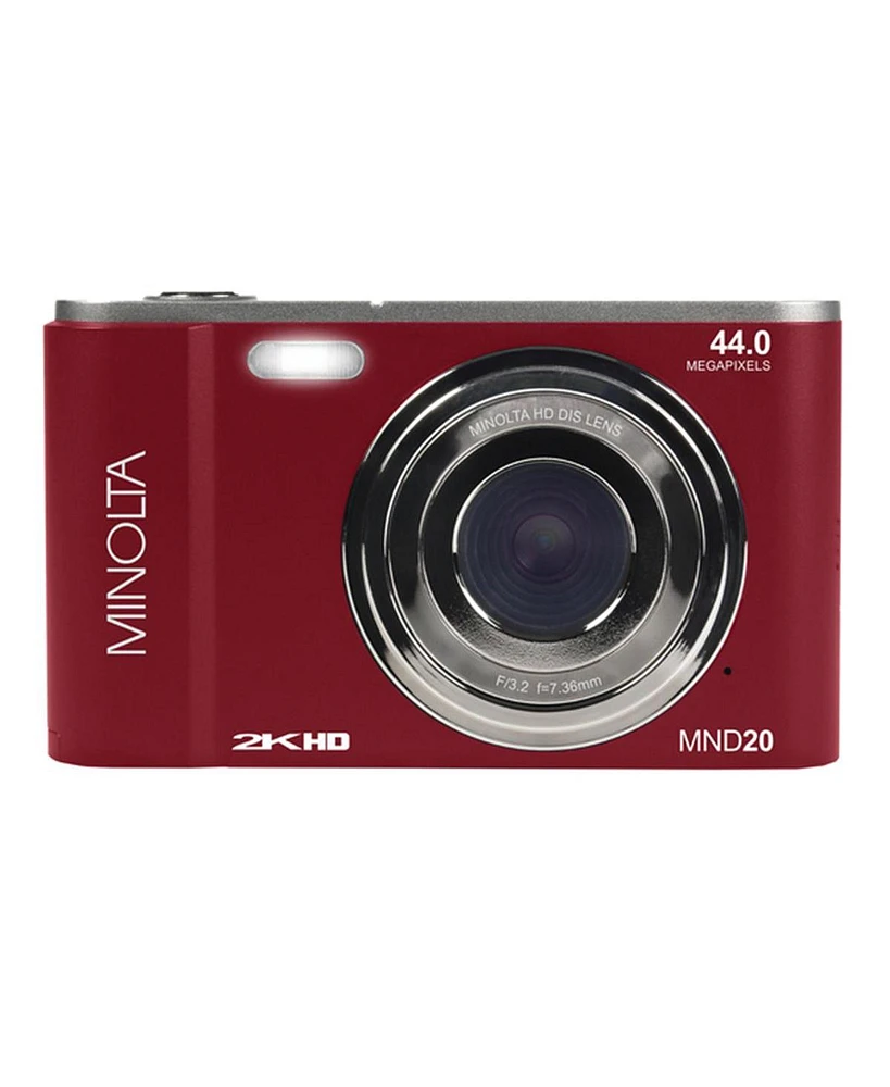 Minolta MND20-r 44 Mp 2.7K Ultra Hd Digital Camera, Red