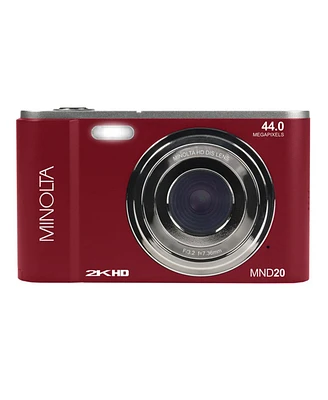 Minolta MND20-r 44 Mp 2.7K Ultra Hd Digital Camera, Red